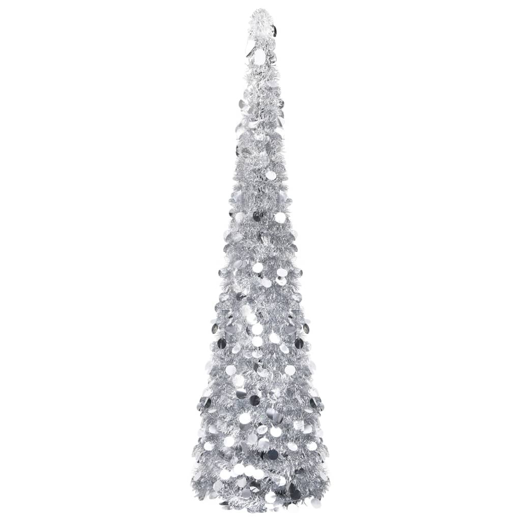vidaXL Pop-up Artificial Christmas Tree Silver 6 ft PET