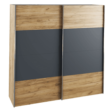 Cabinet with sliding doors, oak artisan/graphite, GABRIELA NEW