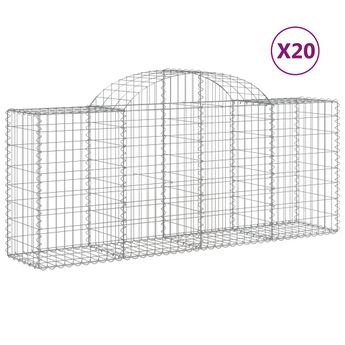vidaXL Arched Gabion Baskets 20 pcs 200x50x80/100 cm Galvanised Iron