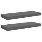 vidaXL Floating Wall Shelves 2 pcs High Gloss Gray 23.6"x9.3"x1.5" MDF