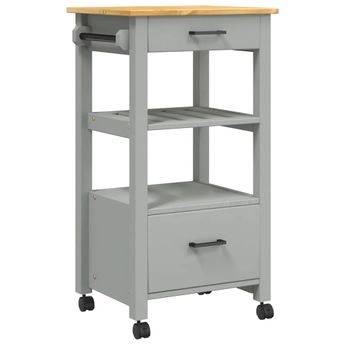 vidaXL Kitchen Trolley MONZA 18.9"x15.7"x34.8" Solid Wood Pine