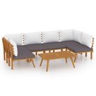 vidaXL 7 Piece Garden Lounge Set with Cushions Solid Acacia Wood