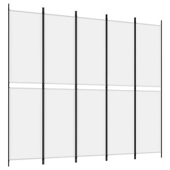 vidaXL 5-Panel Room Divider White 250x220 cm Fabric