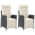 vidaXL Reclining Garden Chairs 2 pcs with Footrest Black Poly Rattan