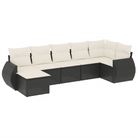 vidaXL 7 Piece Garden Sofa Set with Cushions Black Poly Rattan