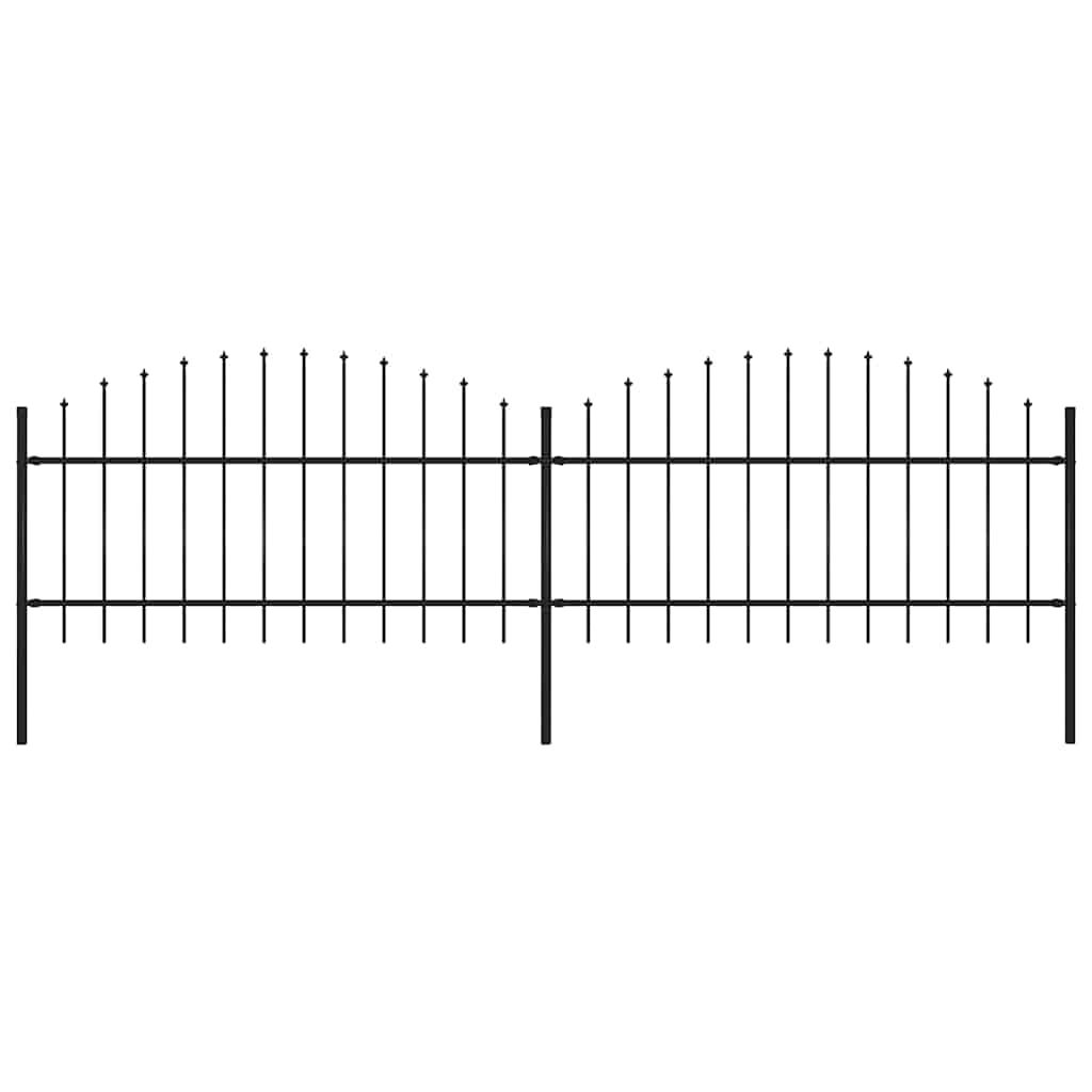 vidaXL Garden Fence with Spear Top Steel 359x125 cm Black