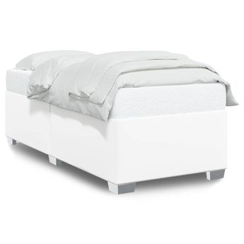 vidaXL Bed Frame without Mattress White Twin XL Faux Leather