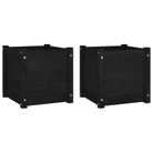 vidaXL Garden Planters 2 pcs Black 15.7"x15.7"x15.7" Solid Wood Pine