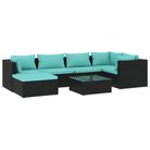 vidaXL 7 Piece Garden Lounge Set with Cushions Poly Rattan Black