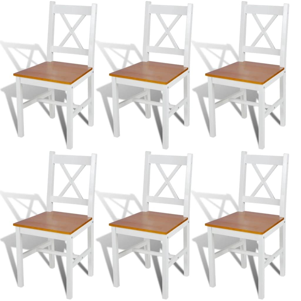 vidaXL Dining Chairs 6 pcs White Pinewood