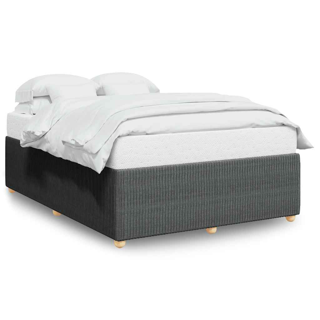 vidaXL Bed Frame without Mattress Dark Gray Queen Fabric