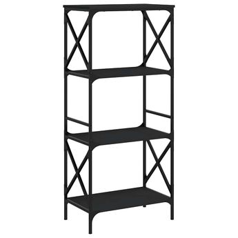 vidaXL Bookcase 4-Tier Black 23.2"x13.8"x52" Engineered Wood