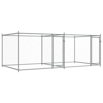 vidaXL Dog Cage with Doors Gray 13.1'x6.6'x4.9' Galvanized Steel