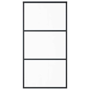 vidaXL Sliding Door ESG Glass and Aluminum 40.2"x80.7" Black