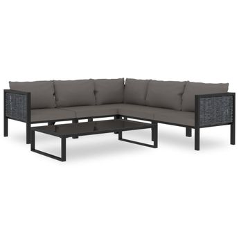 vidaXL 6 Piece Patio Lounge Set with Cushions Poly Rattan Anthracite