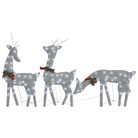 vidaXL Christmas Reindeer Family 106.3"x2.8"x35.4" Silver Cold White Mesh