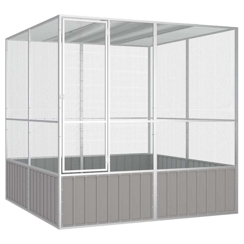 vidaXL Bird Cage Gray 84.1"x85.6"x83.3" Galvanized Steel