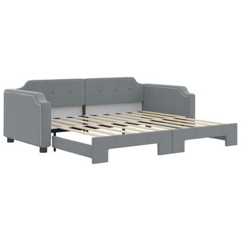vidaXL Daybed with Trundle without Mattress Light Grey 100x190 cm