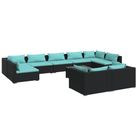 vidaXL 10 Piece Patio Lounge Set with Cushions Black Poly Rattan