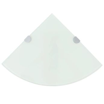 vidaXL Corner Shelves 2 pcs with Chrome Supports Glass White 25x25 cm