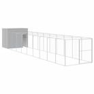 vidaXL Dog House with Run Light Gray 84.3"x420.9"x71.3" Galvanized Steel