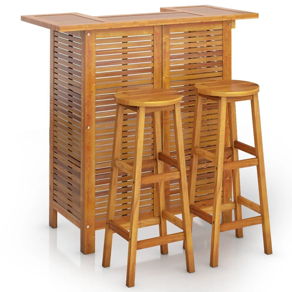 vidaXL 3 Piece Patio Bar Set Solid Wood Acacia