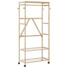 vidaXL Clothes Rack with Shelves and Wheels 90x40x179.5 cm Bamboo