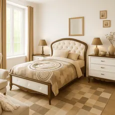 Rustic bedroom in white and brown