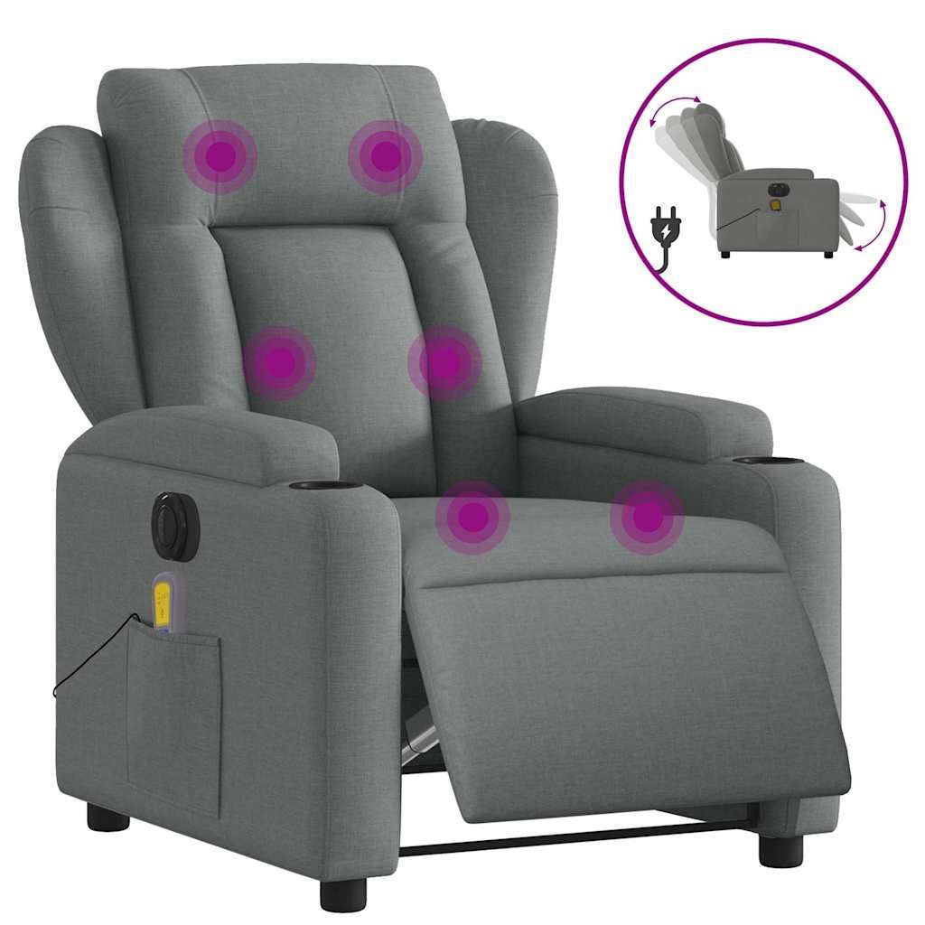 vidaXL Electric Massage Recliner Chair Dark Gray Fabric