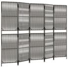 vidaXL Room Divider 5 Panels Gray Poly Rattan