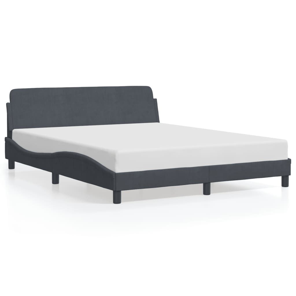 vidaXL Bed Frame "Dover" Dark Gray 59.8"x79.9" Velvet