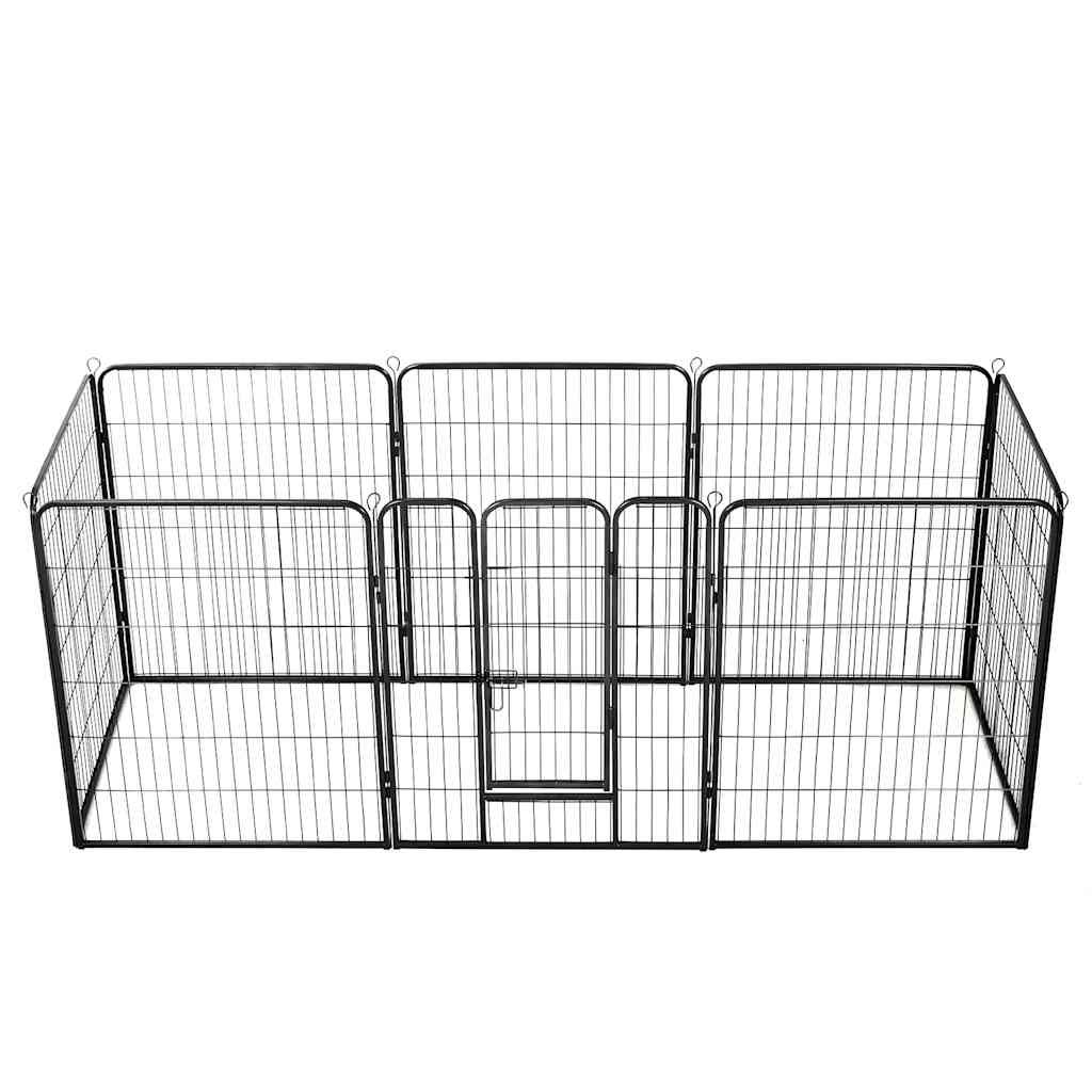 vidaXL Dog Playpen 8 Panels Steel 80x100 cm Black