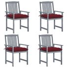 vidaXL Patio Chairs with Cushions 4 pcs Gray Solid Acacia Wood