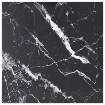 vidaXL Table Top Black 11.8"x11.8" 0.2" Tempered Glass with Marble Design