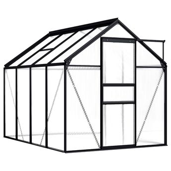 vidaXL Greenhouse Anthracite Aluminum 51.1 ftÂ²