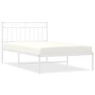 vidaXL Metal Bed Frame without Mattress with Headboard White 100x200cm