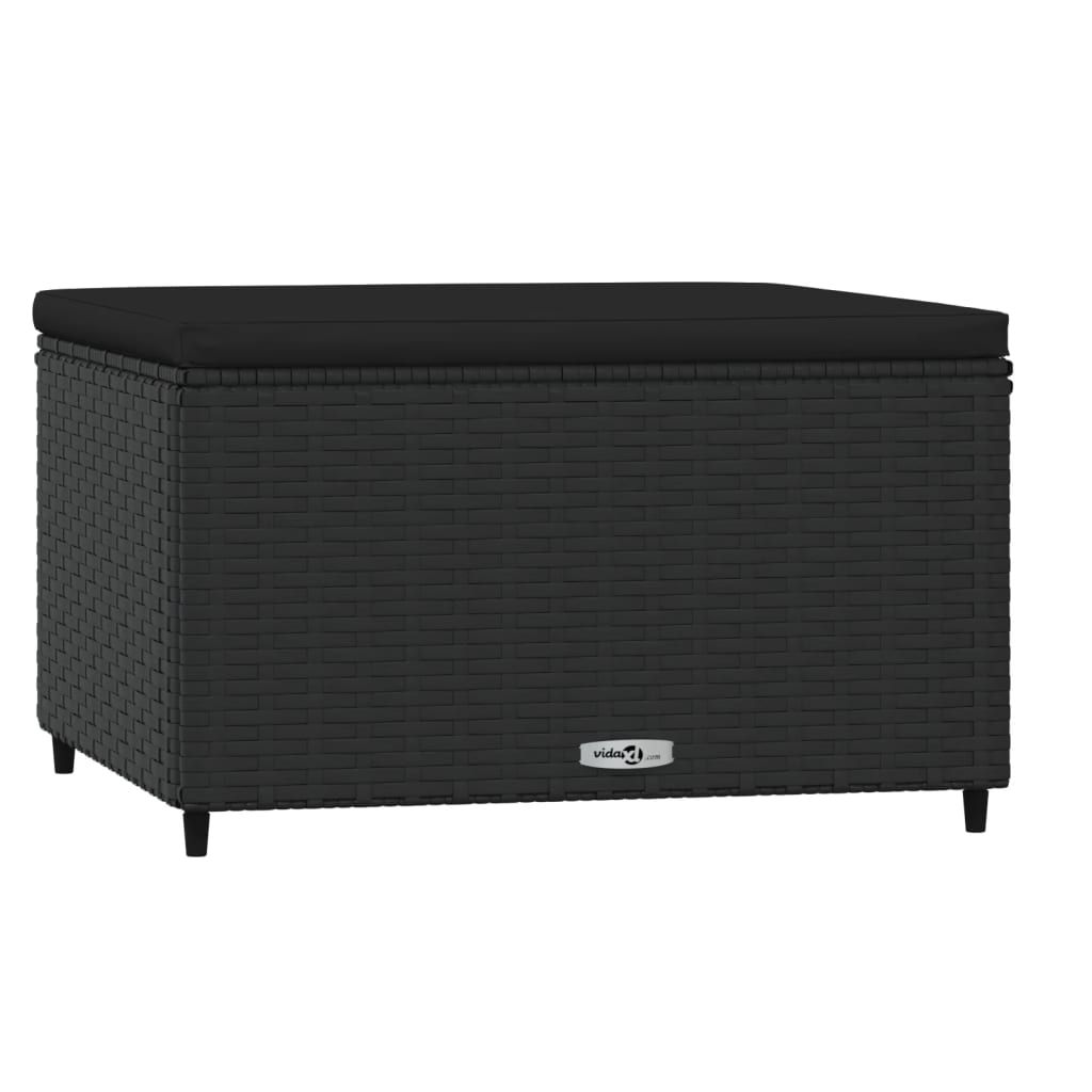 vidaXL Garden Footrest with Cushion Black Poly Rattan