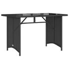 vidaXL Patio Table with Glass Top Black 43.3"x26.8"x27.6" Poly Rattan