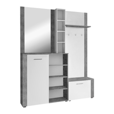 Entrance hall set, white/concrete, FANDU