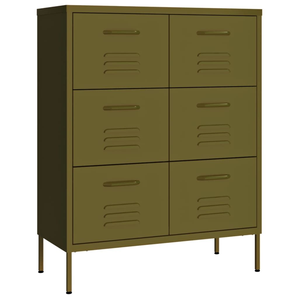vidaXL Drawer Cabinet Olive Green 31.5"x13.8"x40" Steel