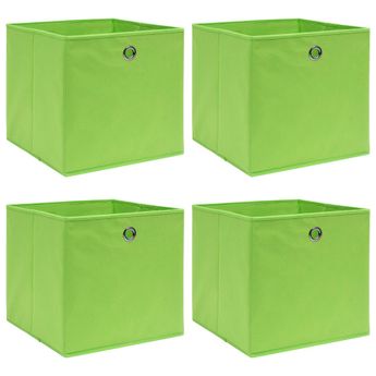 vidaXL Storage Boxes 4 pcs Green 12.6"x12.6"x12.6" Fabric