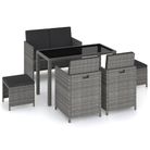 vidaXL 6 Piece Patio Dining Set with Cushions Poly Rattan Gray