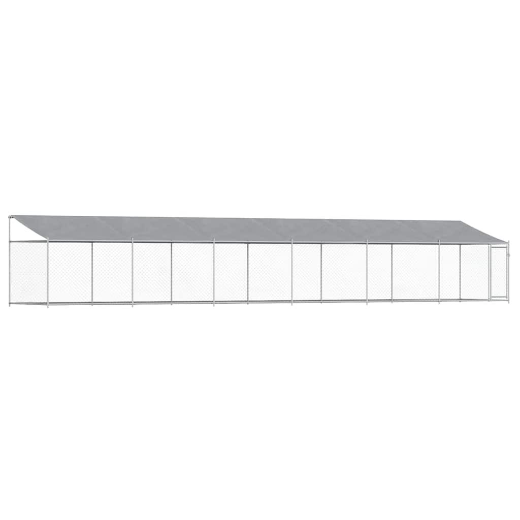 vidaXL Dog Cage with Roof and Door Gray 39.4'x6.6'x6.6' Galvanized Steel