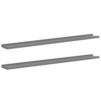 vidaXL Wall Shelves 2 pcs Grey 100x9x3 cm