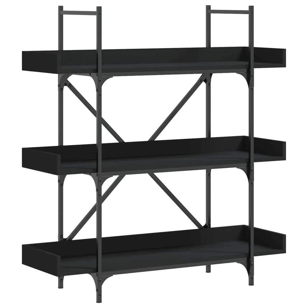 vidaXL Bookcase 3-Tier Black 39.4"x13"x42.7" Engineered Wood