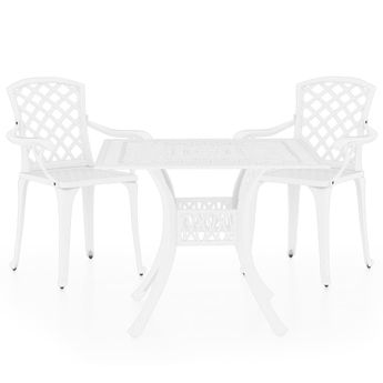 vidaXL 3 Piece Bistro Set Cast Aluminum White