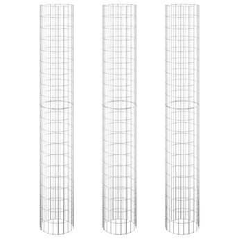 vidaXL Circular Gabion Raised Beds 3 pcs Galvanised Steel Ø30x200 cm