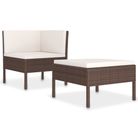 vidaXL 2 Piece Garden Lounge Set with Cushions Poly Rattan Brown