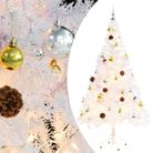 vidaXL Artificial Pre-lit Christmas Tree with Baubles White 5 ft
