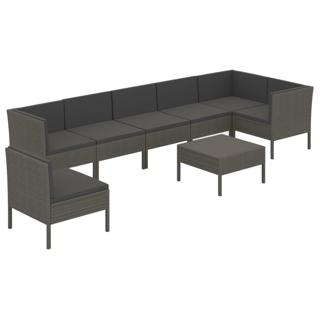 vidaXL 8 Piece Patio Lounge Set with Cushions Poly Rattan Black